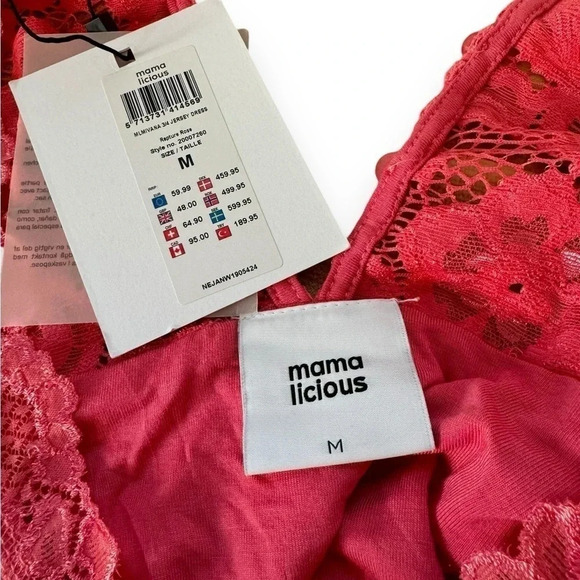 NWT Mama:Lucious Bright‎ Pink Stretch Lace Maternity Formal Dress - Size Medium - Picture 10 of 13